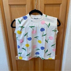 Vintage 90s Cherry Print Colorful Fruit Graphic Sleeveless Tank Top